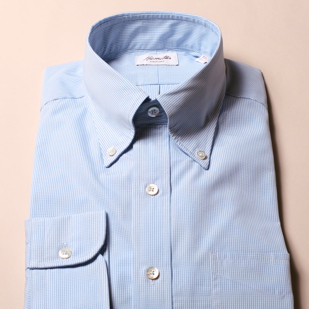 Hamilton Blue Graph Check Poplin Dress Shirt 17.5