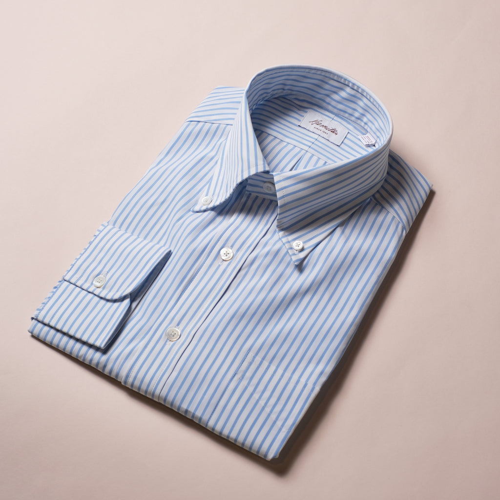 Hamilton Blue Bold Stripe Poplin Dress Shirt 18