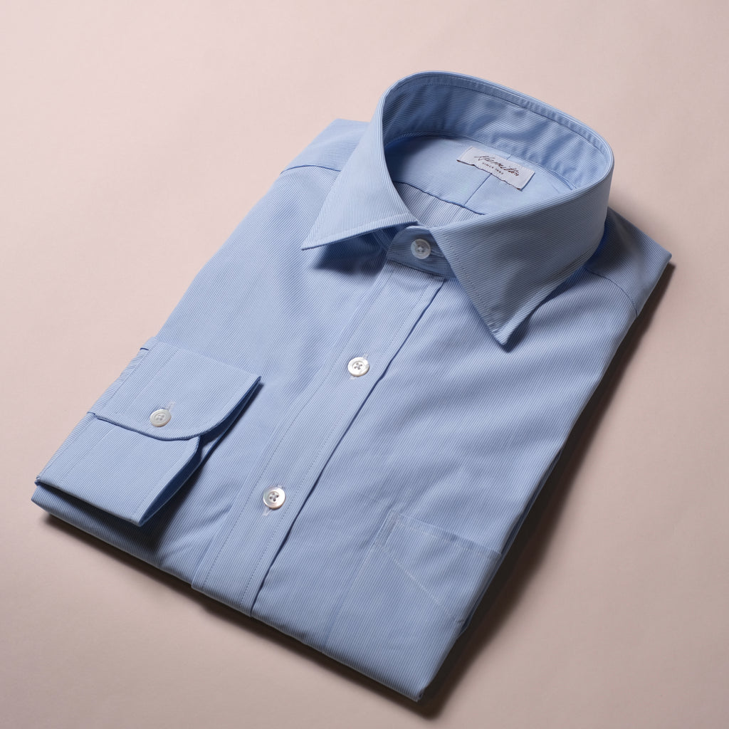 Hamilton Blue Micro Stripe Poplin Dress Shirt 18.5