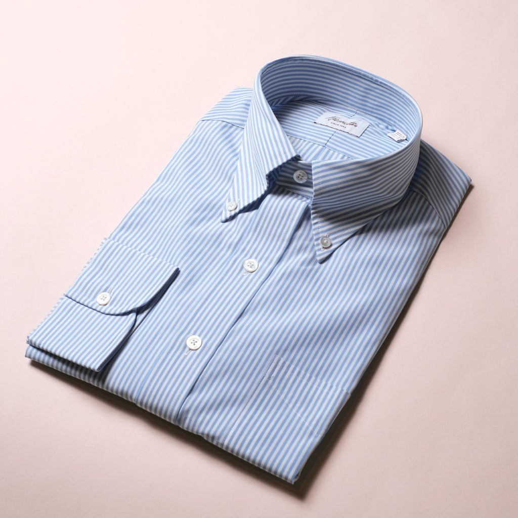 bengal stripe dress shirt Hamilton Blue Bengal Stripe Poplin Dress Shirt 18" / 34