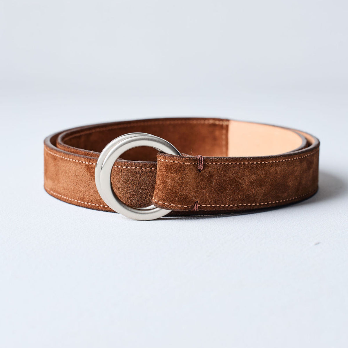 Italian Suede O-Ring Belt by Martin Dingman — Snuff– Harrison Limited