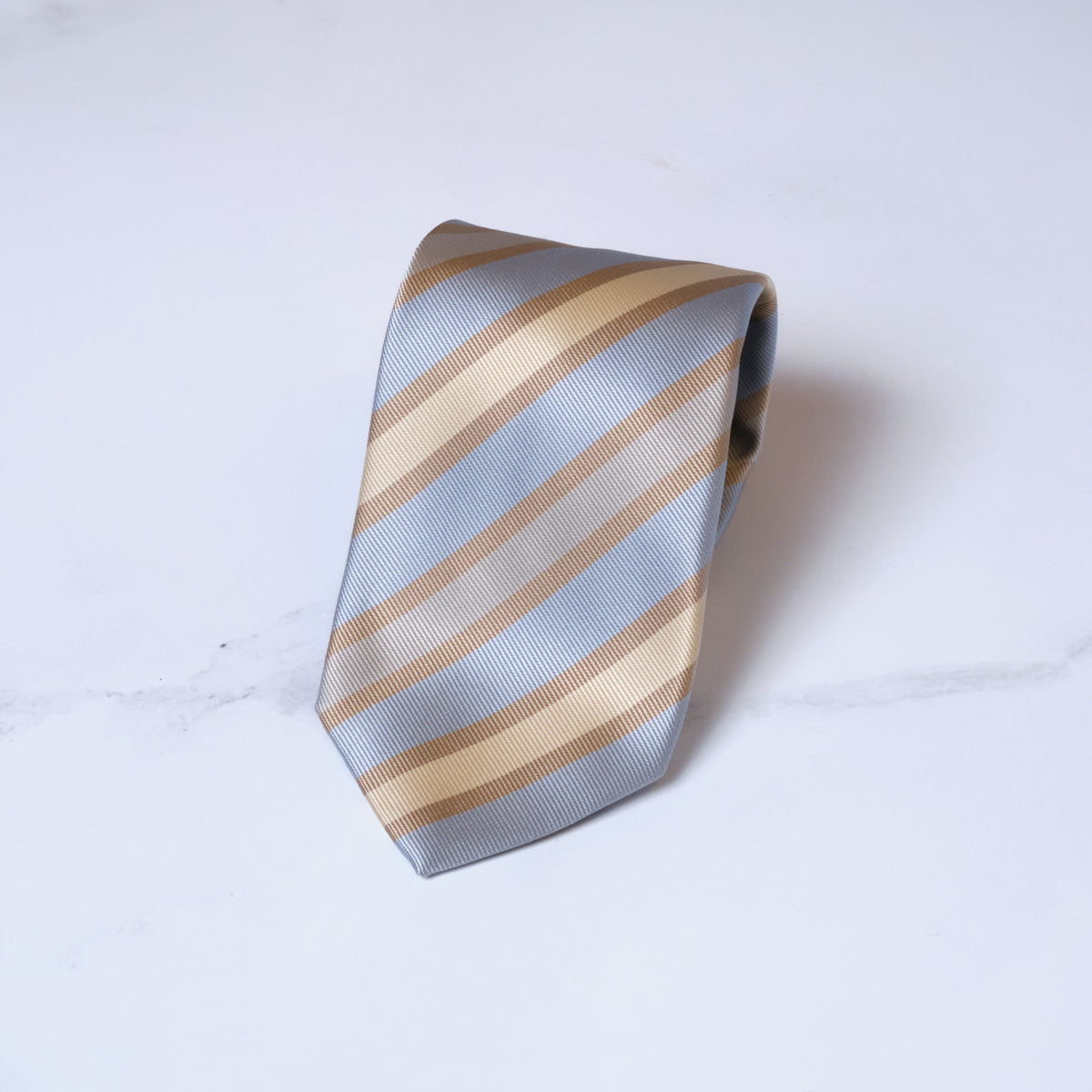 Sky Blue & Sand Stripe Silk Tie by Robert Jensen– Harrison Limited